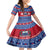 Personalised Samoa Christmas Kid Short Sleeve Dress Samoan Coat Of Arms Manuia Le Kirisimas LT14 KID Blue - Polynesian Pride
