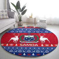 Personalised Samoa Christmas Round Carpet Samoan Coat Of Arms Manuia Le Kirisimas LT14 - Polynesian Pride