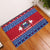 Personalised Samoa Christmas Rubber Doormat Samoan Coat Of Arms Manuia Le Kirisimas LT14 Blue - Polynesian Pride