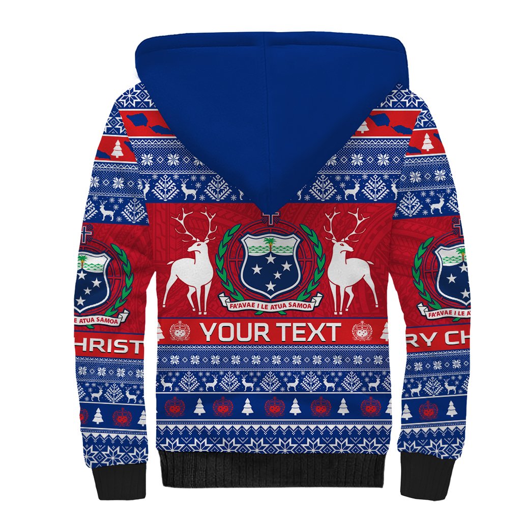 Personalised Samoa Christmas Sherpa Hoodie Samoan Coat Of Arms Manuia Le Kirisimas LT14 - Polynesian Pride