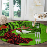 Personalised Hawaii Christmas Round Carpet Mele Kalikimaka Kakau Polynesian Shark Tattoo LT14 - Polynesian Pride
