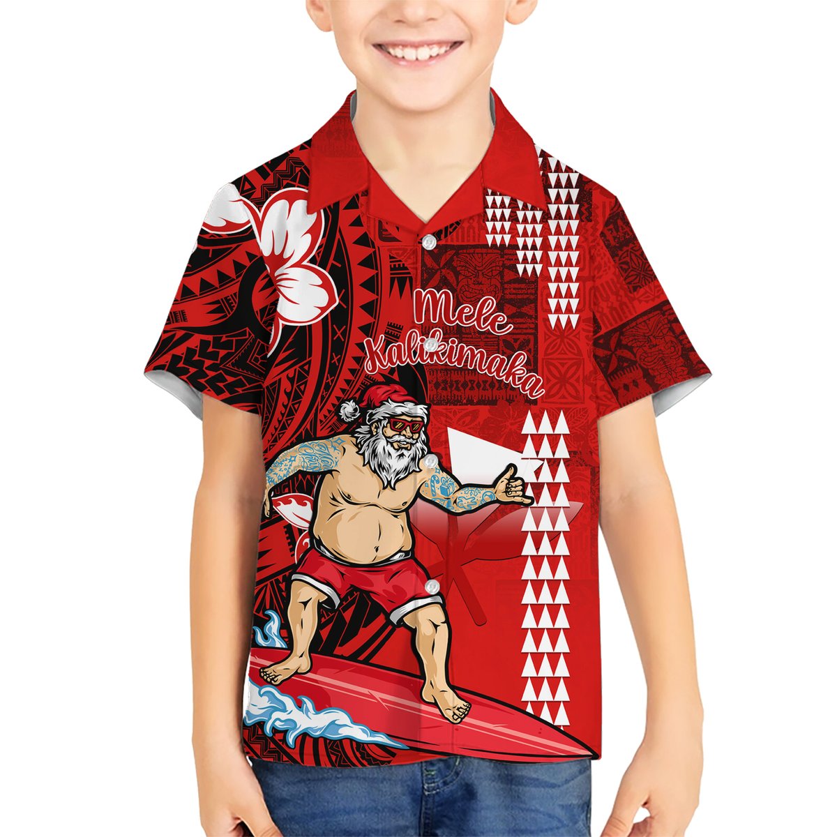 Personalised Hawaii Christmas Hawaiian Shirt Mele Kalikimaka Surfing Santa Claus LT14 - Polynesian Pride