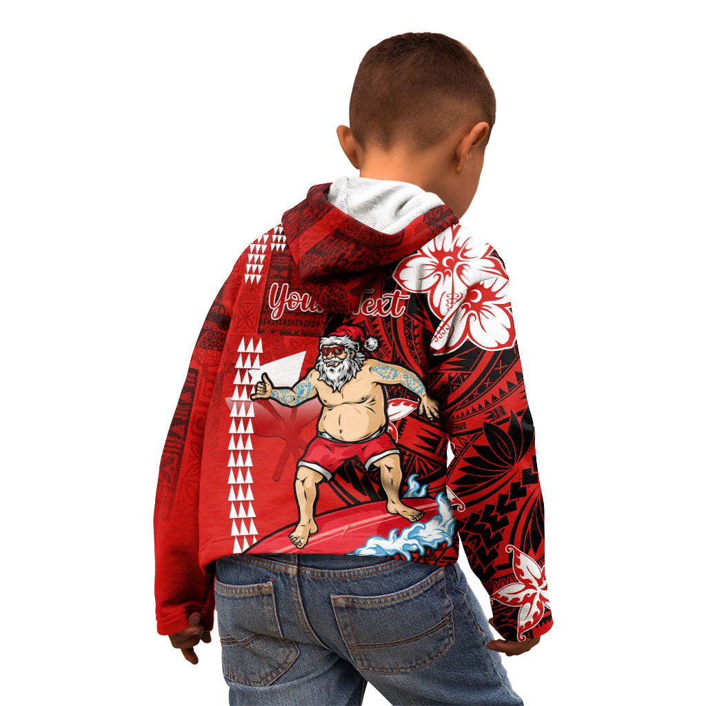 Personalised Hawaii Christmas Kid Hoodie Mele Kalikimaka Surfing Santa Claus LT14 - Polynesian Pride