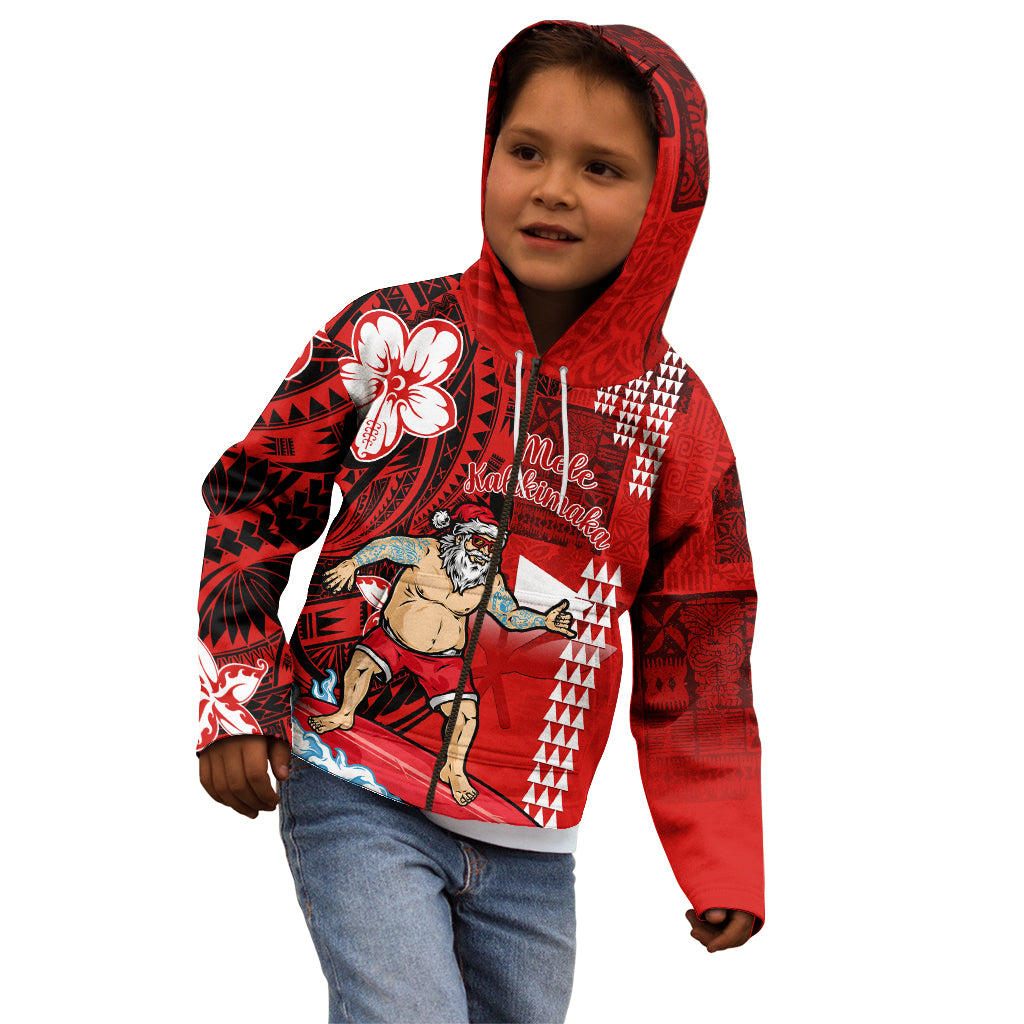 Personalised Hawaii Christmas Kid Hoodie Mele Kalikimaka Surfing Santa Claus LT14 - Polynesian Pride