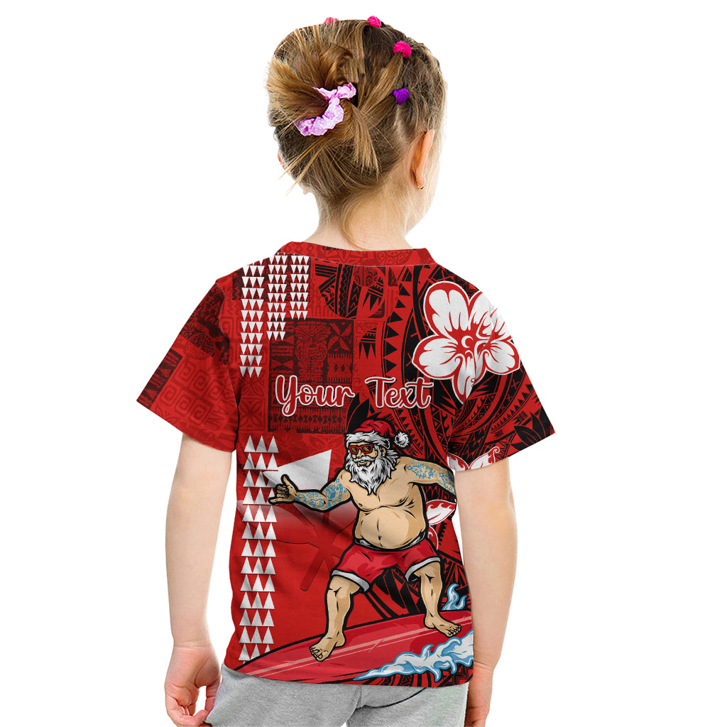 Personalised Hawaii Christmas Kid T Shirt Mele Kalikimaka Surfing Santa Claus LT14 - Polynesian Pride