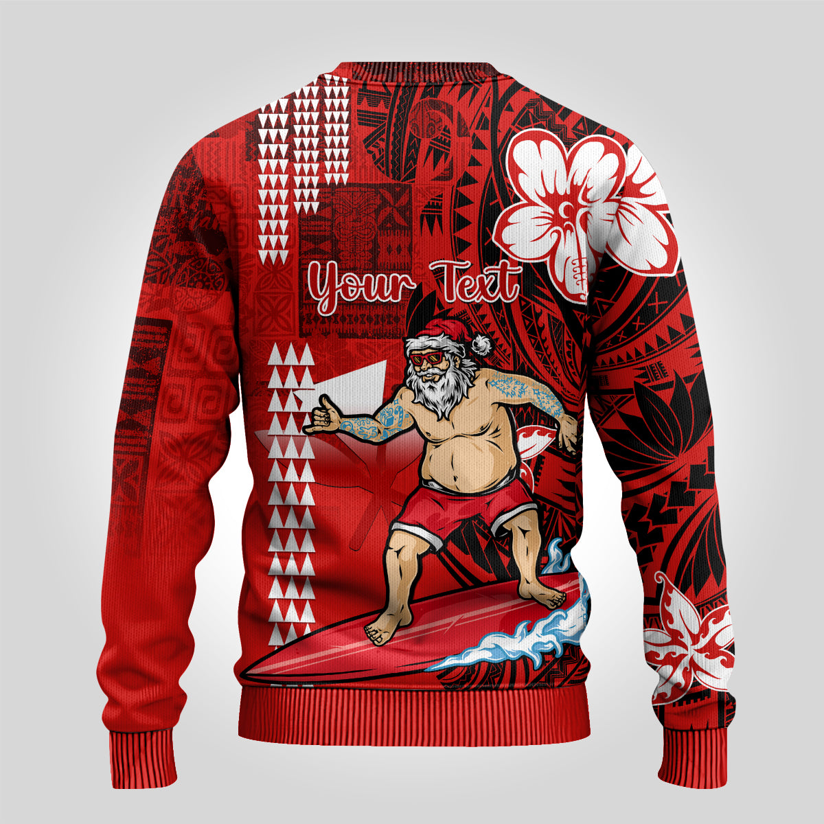 Personalised Hawaii Christmas Ugly Christmas Sweater Mele Kalikimaka Surfing Santa Claus LT14 - Polynesian Pride