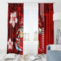 Personalised Hawaii Christmas Window Curtain Mele Kalikimaka Surfing Santa Claus LT14 - Polynesian Pride