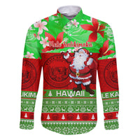 Personalised Hawaii Christmas Family Matching Off Shoulder Long Sleeve Dress and Hawaiian Shirt Mele Kalikimaka Hawaiian Santa Tropical Vibes LT14 Dad's Shirt - Long Sleeve Red - Polynesian Pride