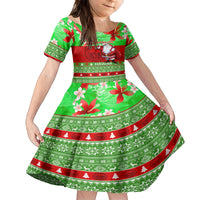 Personalised Hawaii Christmas Kid Short Sleeve Dress Mele Kalikimaka Hawaiian Santa Tropical Vibes LT14 KID Red - Polynesian Pride