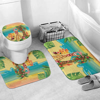Hawaii Christmas Mele Kalikimaka Bathroom Set Santa Decorating Xmas Palm Tree Tropical Vibes LT14 Mat Set Only (3 pcs) One Size Multicolor - Polynesian Pride