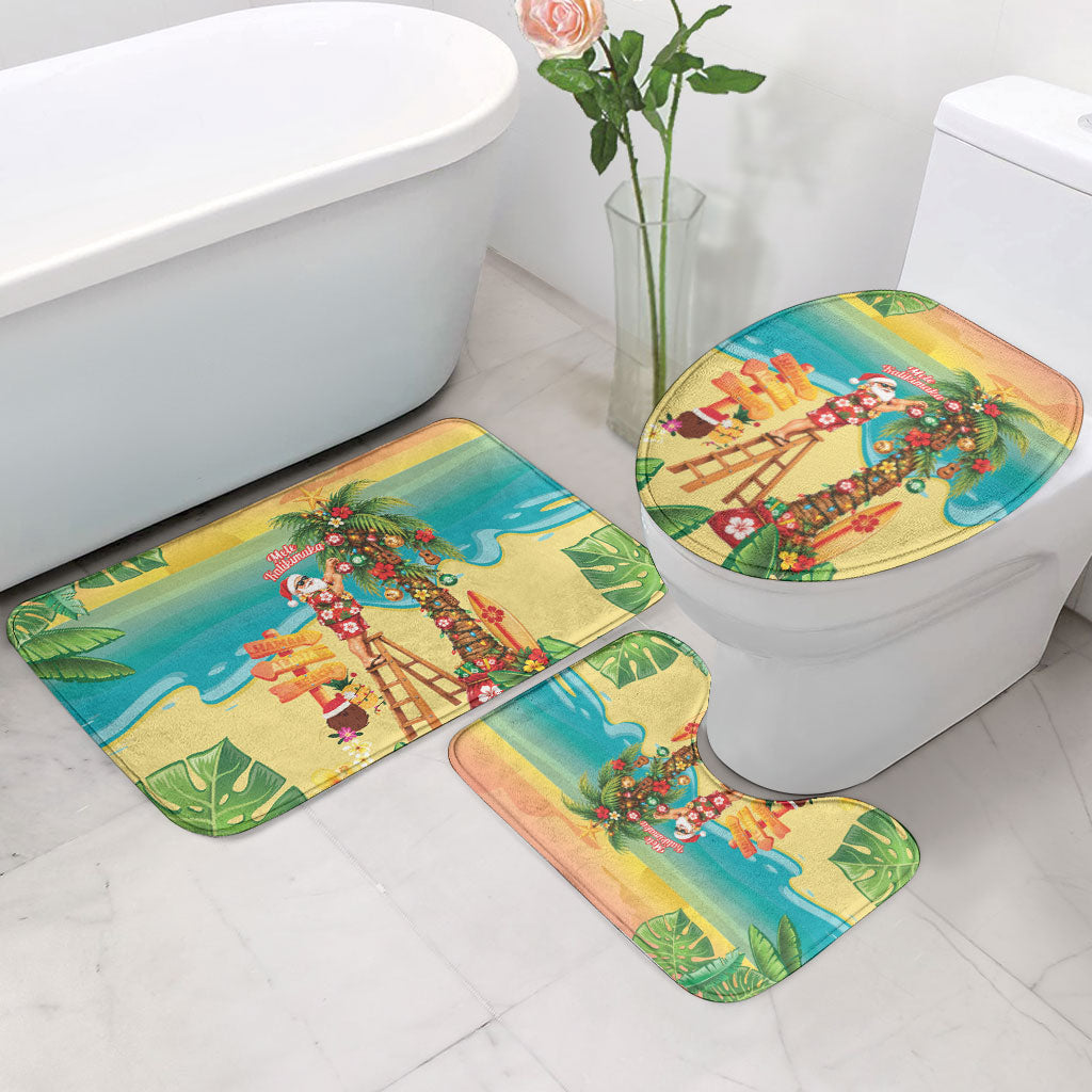 Hawaii Christmas Mele Kalikimaka Bathroom Set Santa Decorating Xmas Palm Tree Tropical Vibes LT14 - Polynesian Pride