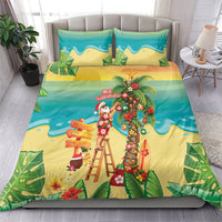 Hawaii Christmas Mele Kalikimaka Bedding Set Santa Decorating Xmas Palm Tree Tropical Vibes LT14 - Polynesian Pride