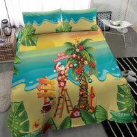 Hawaii Christmas Mele Kalikimaka Bedding Set Santa Decorating Xmas Palm Tree Tropical Vibes LT14 - Polynesian Pride