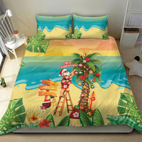 Hawaii Christmas Mele Kalikimaka Bedding Set Santa Decorating Xmas Palm Tree Tropical Vibes LT14 - Polynesian Pride