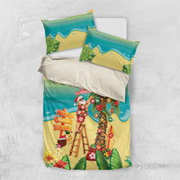 Hawaii Christmas Mele Kalikimaka Bedding Set Santa Decorating Xmas Palm Tree Tropical Vibes LT14 US Twin 172cm x 218cm Multicolor - Polynesian Pride