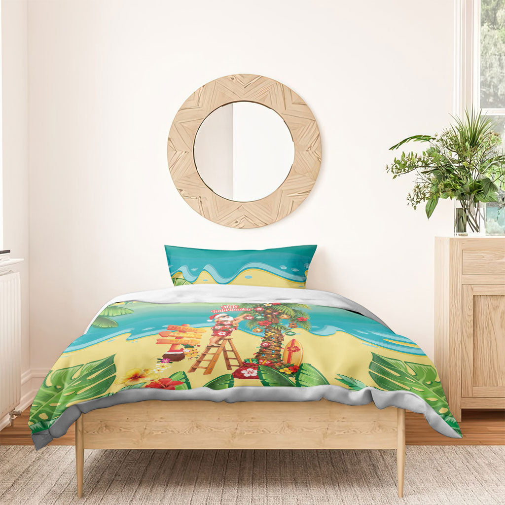 Hawaii Christmas Mele Kalikimaka Bedding Set Santa Decorating Xmas Palm Tree Tropical Vibes LT14 - Polynesian Pride