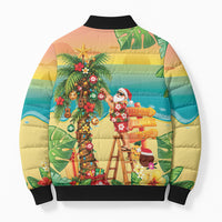 Hawaii Christmas Mele Kalikimaka Bomber Puffer Jacket Santa Decorating Xmas Palm Tree Tropical Vibes LT14 - Polynesian Pride