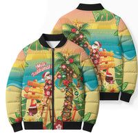 Hawaii Christmas Mele Kalikimaka Bomber Puffer Jacket Santa Decorating Xmas Palm Tree Tropical Vibes LT14 - Polynesian Pride
