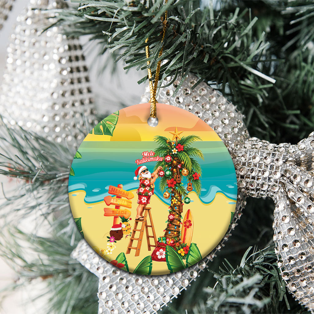 Hawaii Christmas Mele Kalikimaka Ceramic Ornament Santa Decorating Xmas Palm Tree Tropical Vibes LT14 - Polynesian Pride