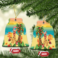 Hawaii Christmas Mele Kalikimaka Ceramic Ornament Santa Decorating Xmas Palm Tree Tropical Vibes LT14 Bell Flake Multicolor - Polynesian Pride