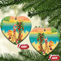 Hawaii Christmas Mele Kalikimaka Ceramic Ornament Santa Decorating Xmas Palm Tree Tropical Vibes LT14 Heart Multicolor - Polynesian Pride