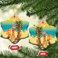 Hawaii Christmas Mele Kalikimaka Ceramic Ornament Santa Decorating Xmas Palm Tree Tropical Vibes LT14 Snow Flake Multicolor - Polynesian Pride