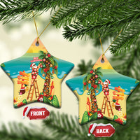 Hawaii Christmas Mele Kalikimaka Ceramic Ornament Santa Decorating Xmas Palm Tree Tropical Vibes LT14 Star Multicolor - Polynesian Pride