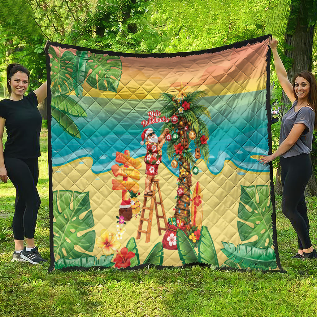 Hawaii Christmas Mele Kalikimaka Quilt Santa Decorating Xmas Palm Tree Tropical Vibes LT14 - Polynesian Pride
