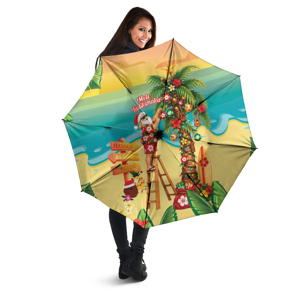 Hawaii Christmas Mele Kalikimaka Umbrella Santa Decorating Xmas Palm Tree Tropical Vibes LT14 - Polynesian Pride
