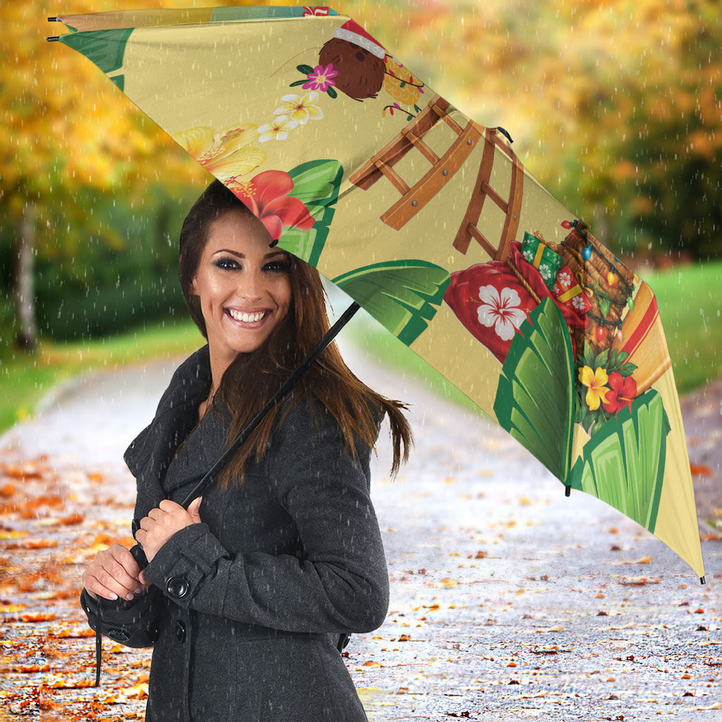Hawaii Christmas Mele Kalikimaka Umbrella Santa Decorating Xmas Palm Tree Tropical Vibes LT14 - Polynesian Pride