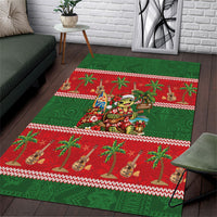 Hawaii Christmas Mele Kalikimaka Area Rug Aloha Turtle Santa With Ukulele LT14 Red - Polynesian Pride