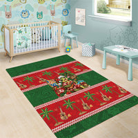 Hawaii Christmas Mele Kalikimaka Area Rug Aloha Turtle Santa With Ukulele LT14 - Polynesian Pride