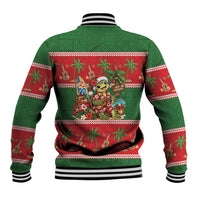 Hawaii Christmas Mele Kalikimaka Baseball Jacket Aloha Turtle Santa With Ukulele LT14 - Polynesian Pride