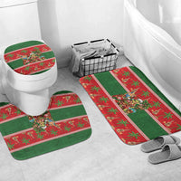 Hawaii Christmas Mele Kalikimaka Bathroom Set Aloha Turtle Santa With Ukulele LT14 Mat Set Only (3 pcs) One Size Red - Polynesian Pride
