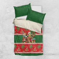 Hawaii Christmas Mele Kalikimaka Bedding Set Aloha Turtle Santa With Ukulele LT14 US Twin 172cm x 218cm Red - Polynesian Pride