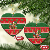 Hawaii Christmas Mele Kalikimaka Ceramic Ornament Aloha Turtle Santa With Ukulele LT14 Heart Red - Polynesian Pride