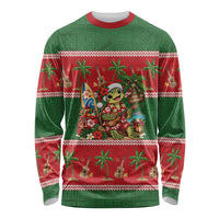 Hawaii Christmas Mele Kalikimaka Long Sleeve Shirt Aloha Turtle Santa With Ukulele LT14 Unisex Red - Polynesian Pride