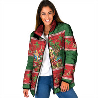 Hawaii Christmas Mele Kalikimaka Padded Jacket Aloha Turtle Santa With Ukulele LT14 Women Red - Polynesian Pride