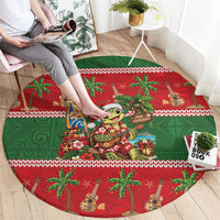 Hawaii Christmas Mele Kalikimaka Round Carpet Aloha Turtle Santa With Ukulele LT14 - Polynesian Pride
