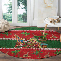 Hawaii Christmas Mele Kalikimaka Round Carpet Aloha Turtle Santa With Ukulele LT14 - Polynesian Pride