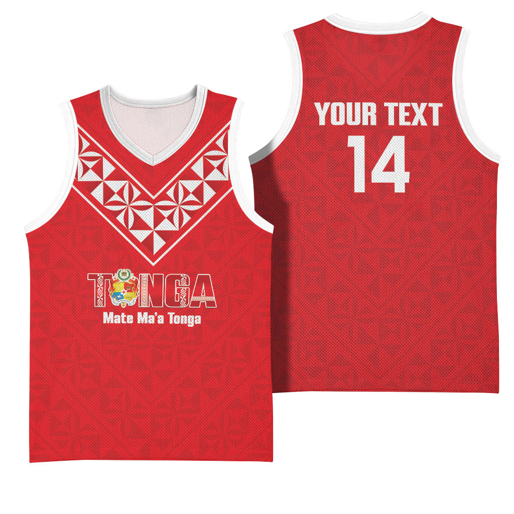 Mate Maa Tonga Rugby Custom Basketball Jersey 2026 Tongan Ngatu Pattern Red LT14 - Polynesian Pride