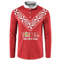 Mate Maa Tonga Rugby Custom Button Sweatshirt 2026 Tongan Ngatu Pattern Red LT14 Red - Polynesian Pride