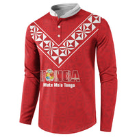 Mate Maa Tonga Rugby Custom Button Sweatshirt 2026 Tongan Ngatu Pattern Red LT14 - Polynesian Pride