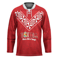 Mate Maa Tonga Rugby Custom Hockey Jersey 2026 Tongan Ngatu Pattern Red LT14 Unisex Red - Polynesian Pride