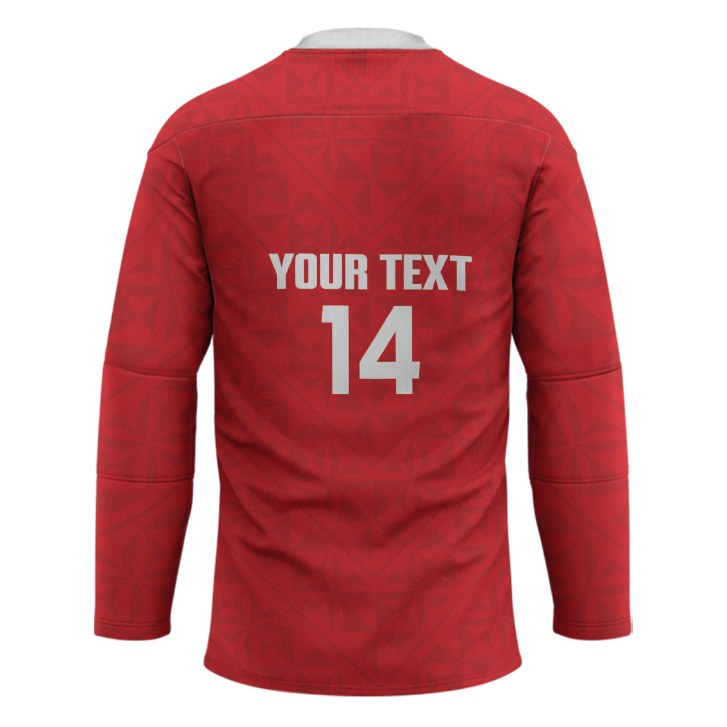Mate Maa Tonga Rugby Custom Hockey Jersey 2026 Tongan Ngatu Pattern Red LT14 - Polynesian Pride