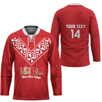 Mate Maa Tonga Rugby Custom Hockey Jersey 2026 Tongan Ngatu Pattern Red LT14 - Polynesian Pride