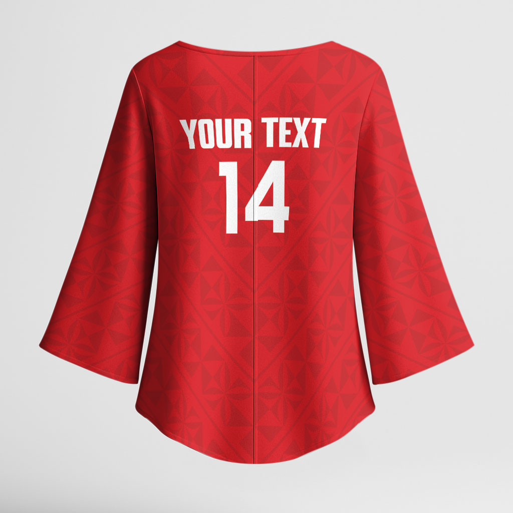Mate Maa Tonga Rugby Custom Kimono Sleeve Blouse 2026 Tongan Ngatu Pattern Red LT14 - Polynesian Pride