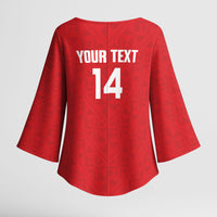 Mate Maa Tonga Rugby Custom Kimono Sleeve Blouse 2026 Tongan Ngatu Pattern Red LT14 - Polynesian Pride