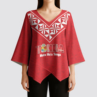 Mate Maa Tonga Rugby Custom Kimono Sleeve Blouse 2026 Tongan Ngatu Pattern Red LT14 - Polynesian Pride