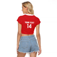 Mate Maa Tonga Rugby Custom Raglan Cropped T Shirt 2026 Tongan Ngatu Pattern Red LT14 - Polynesian Pride